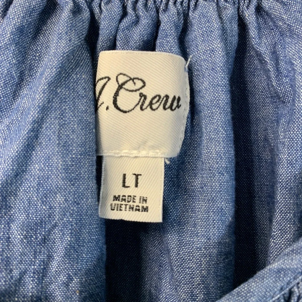 J.Crew Re-Imagined denim dress raglan long sleeves front button closure size LT - Picture 6 of 11